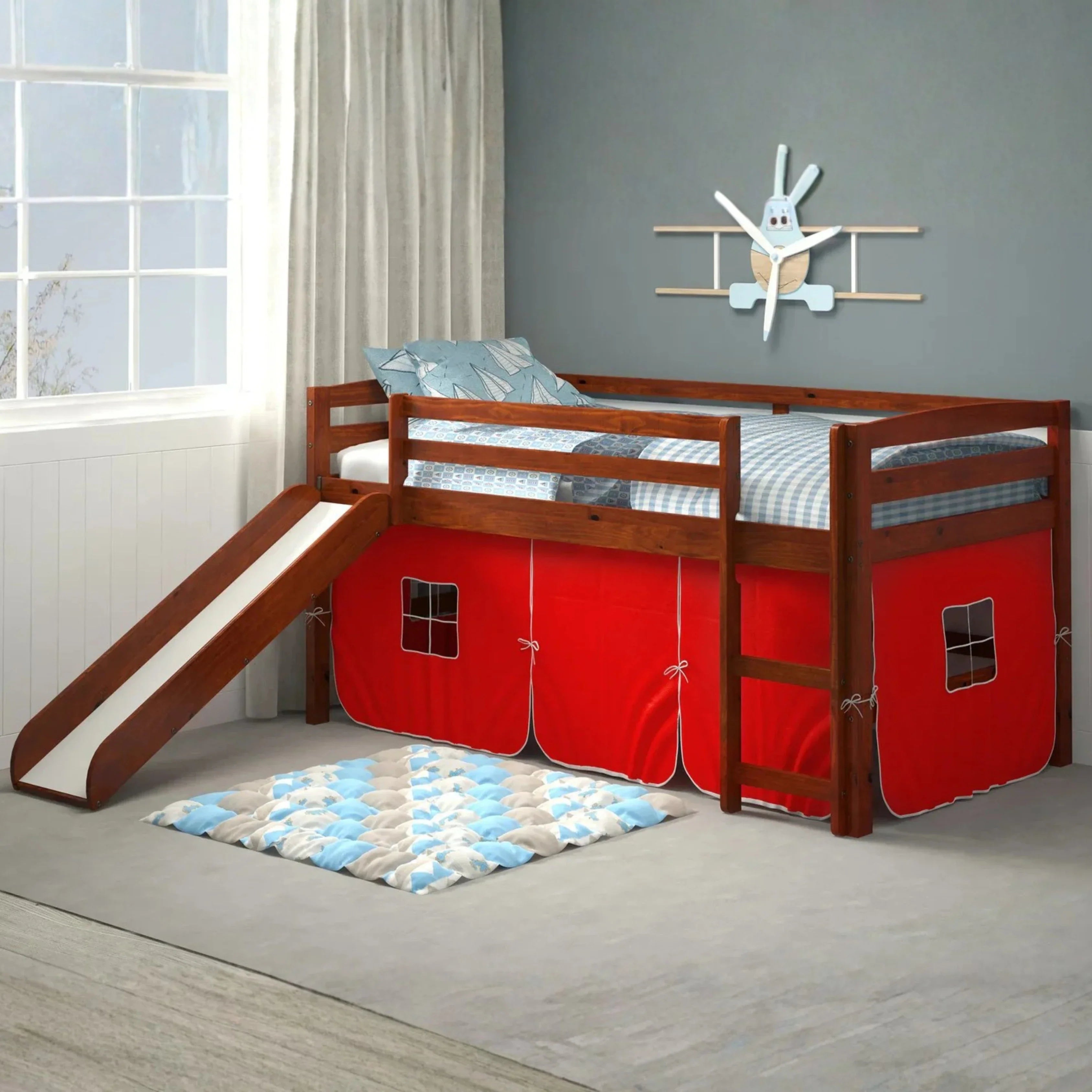 White/Chocolate Tent Bed With Slide