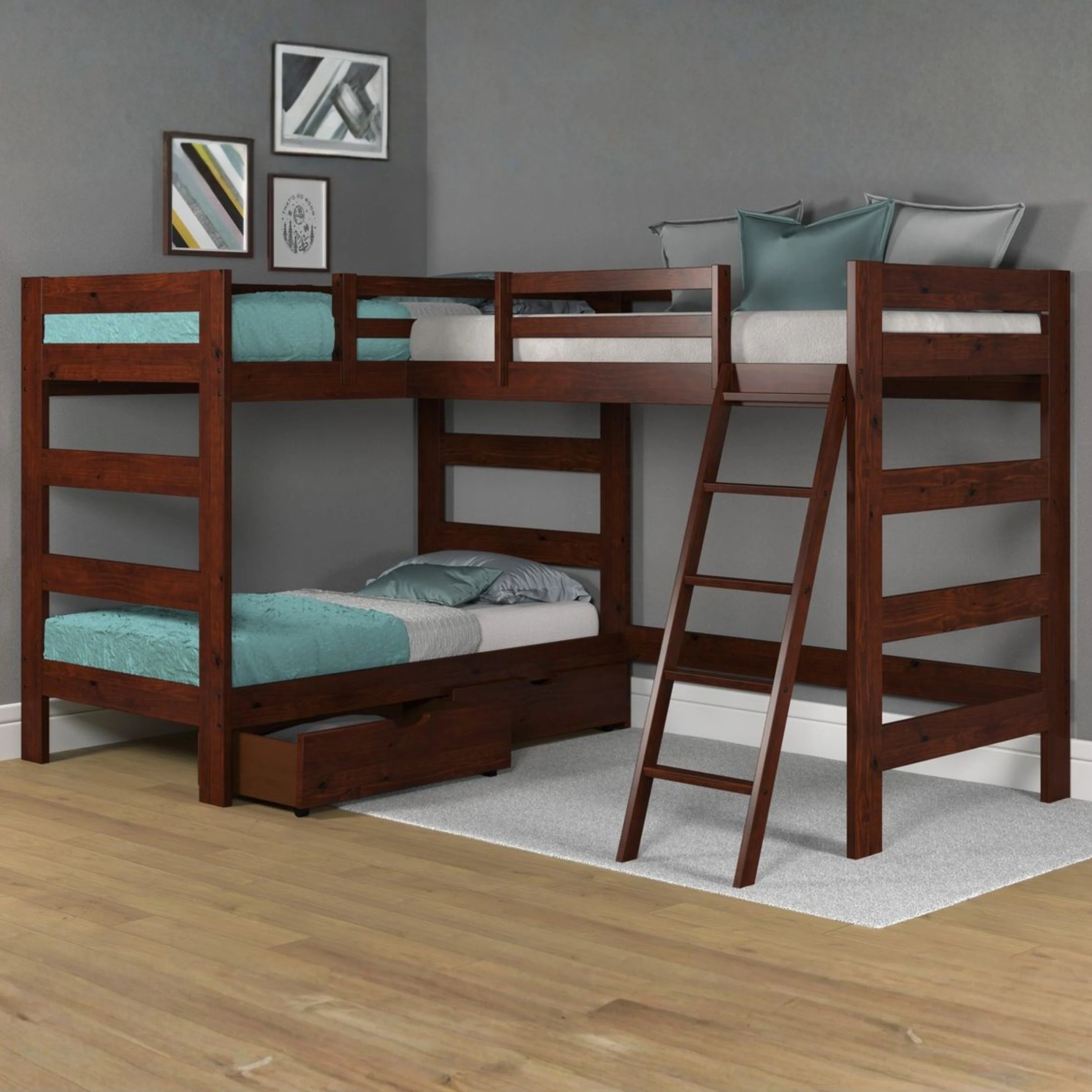 Dark Brown Bunk Bed with Loft and Space-Saving Design