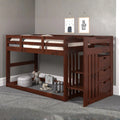 Dark Brown Low Stair Bunk Bed with Storage Drawers