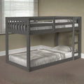 Gray Low Twin Bunk Bed with Slats Included