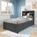 Gray Twin Panel Bed with Bookcase Headboard