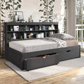 Chocolate Twin Bed with Large Wall Bookcase Storage Unit