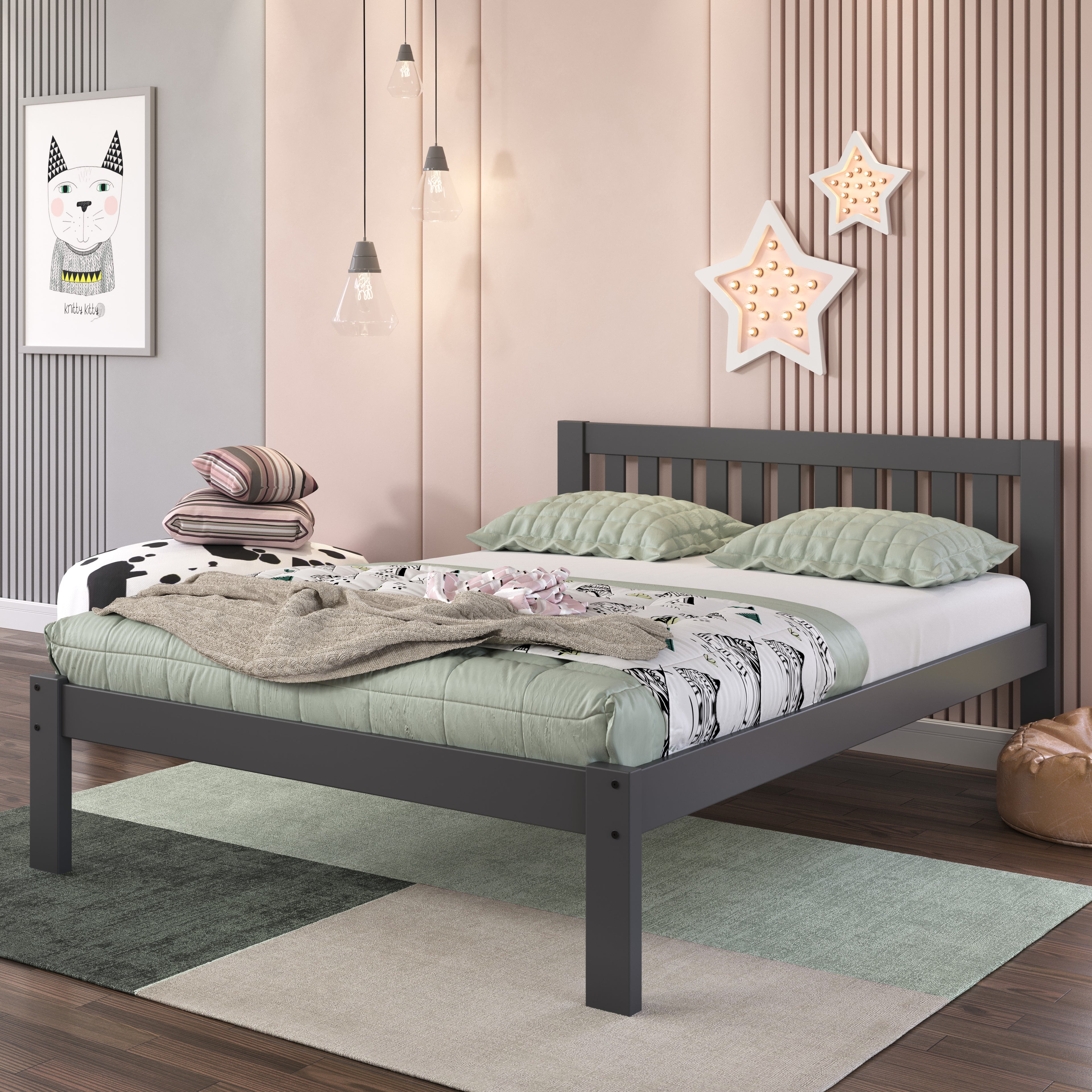 Chocolate Full Size Bed Frame with Slat Roll Support Included