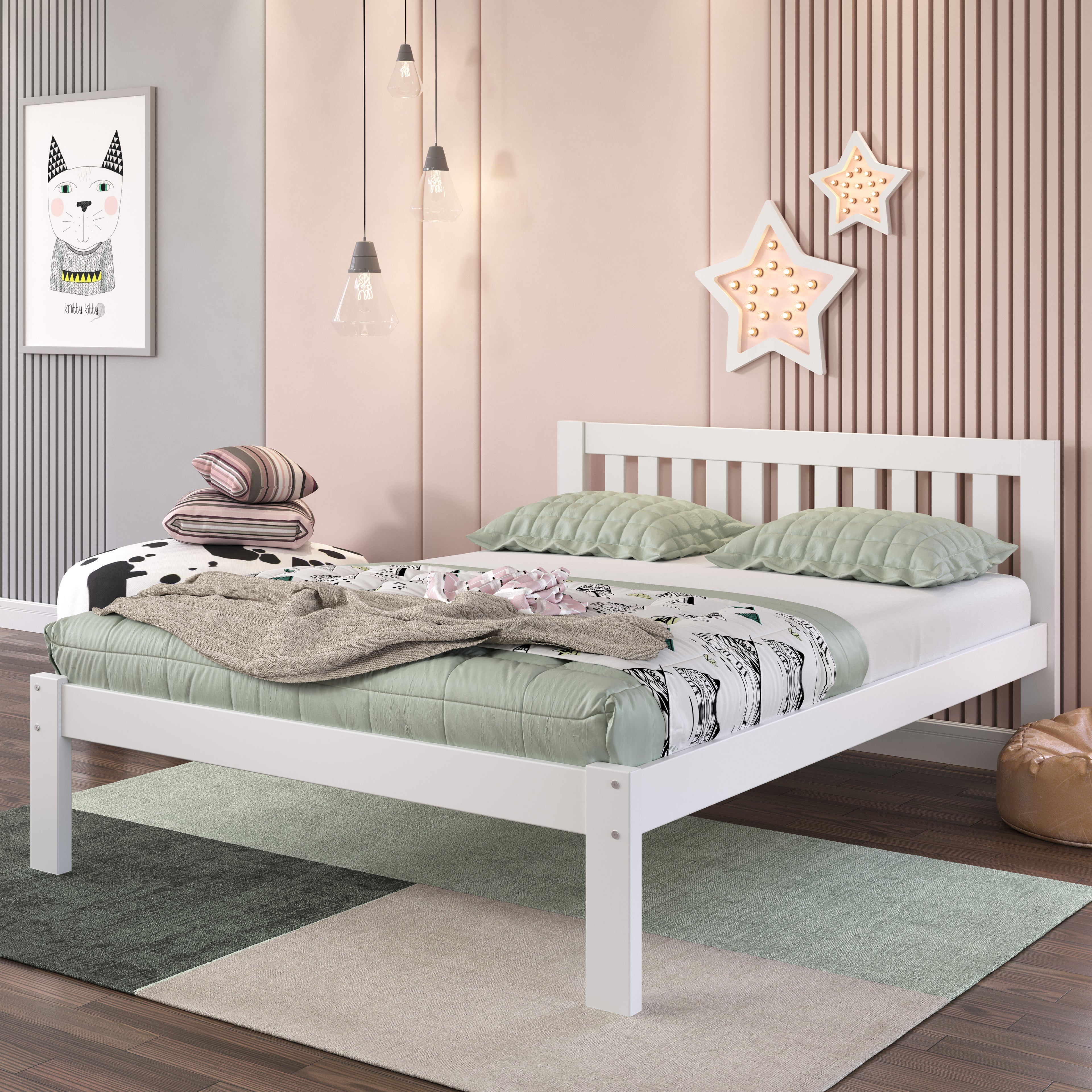 Chocolate Full Size Bed Frame with Slat Roll Support Included