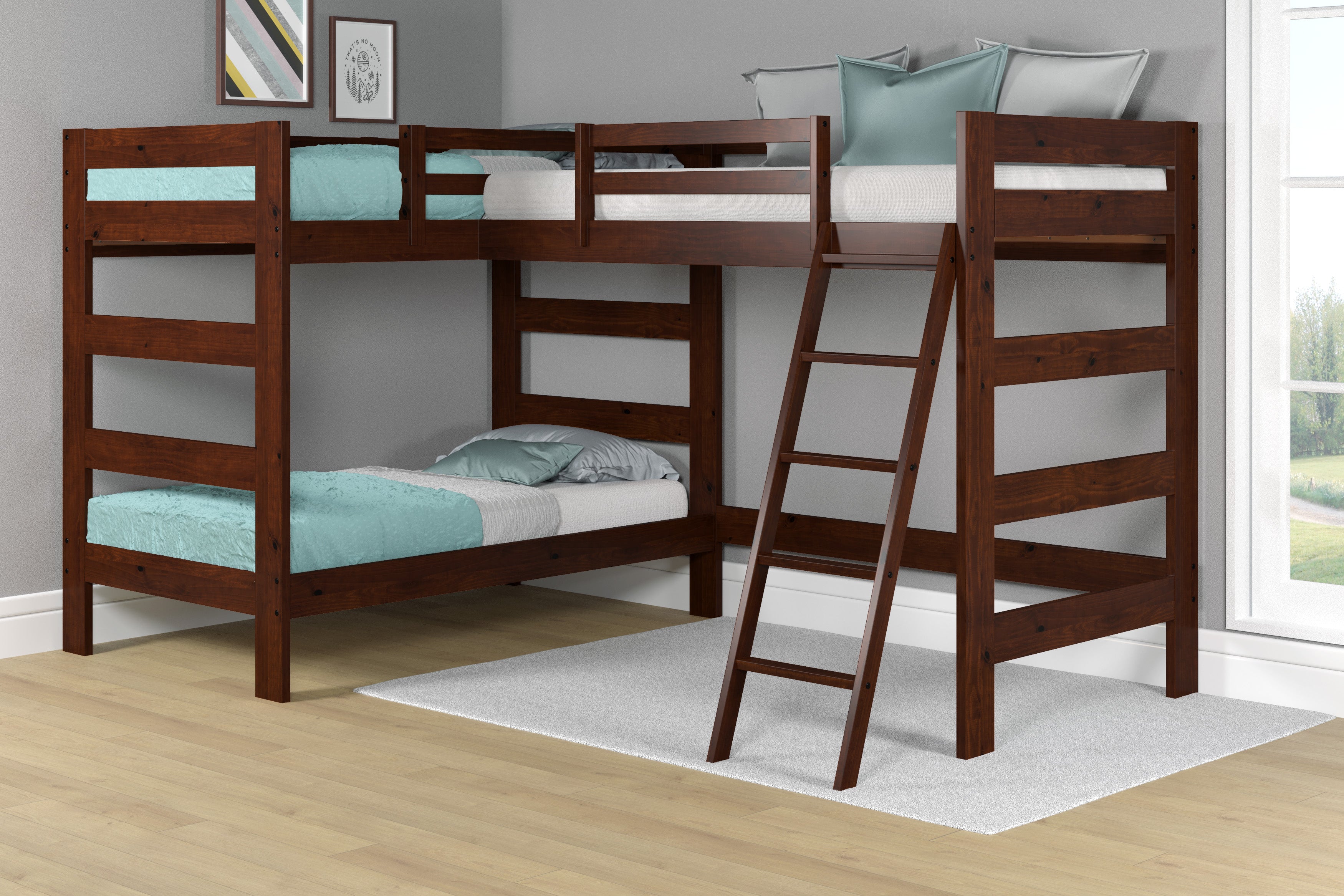 Dark Brown Bunk Bed with Loft and Space-Saving Design
