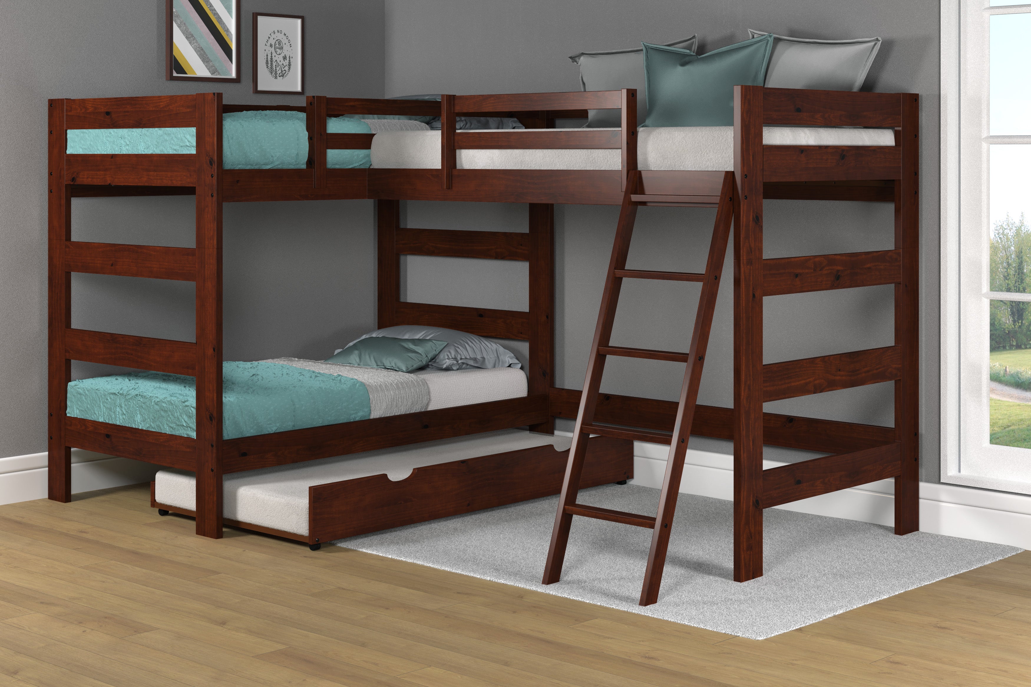 Dark Brown Bunk Bed with Loft and Space-Saving Design