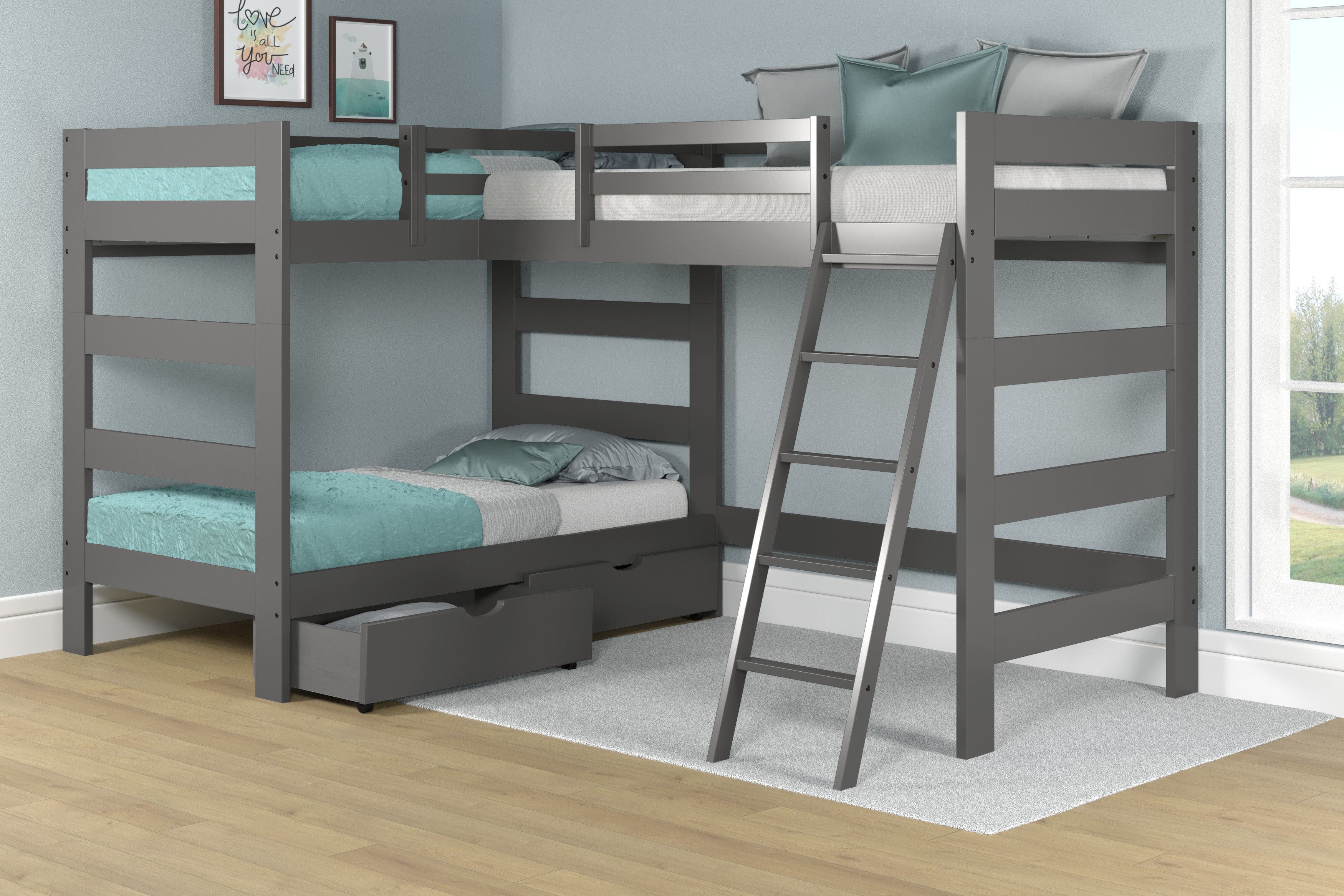 Dark Brown Bunk Bed with Loft and Space-Saving Design