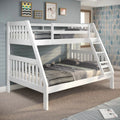 White Mission Bunk Bed Twin Over Full with Slat Support